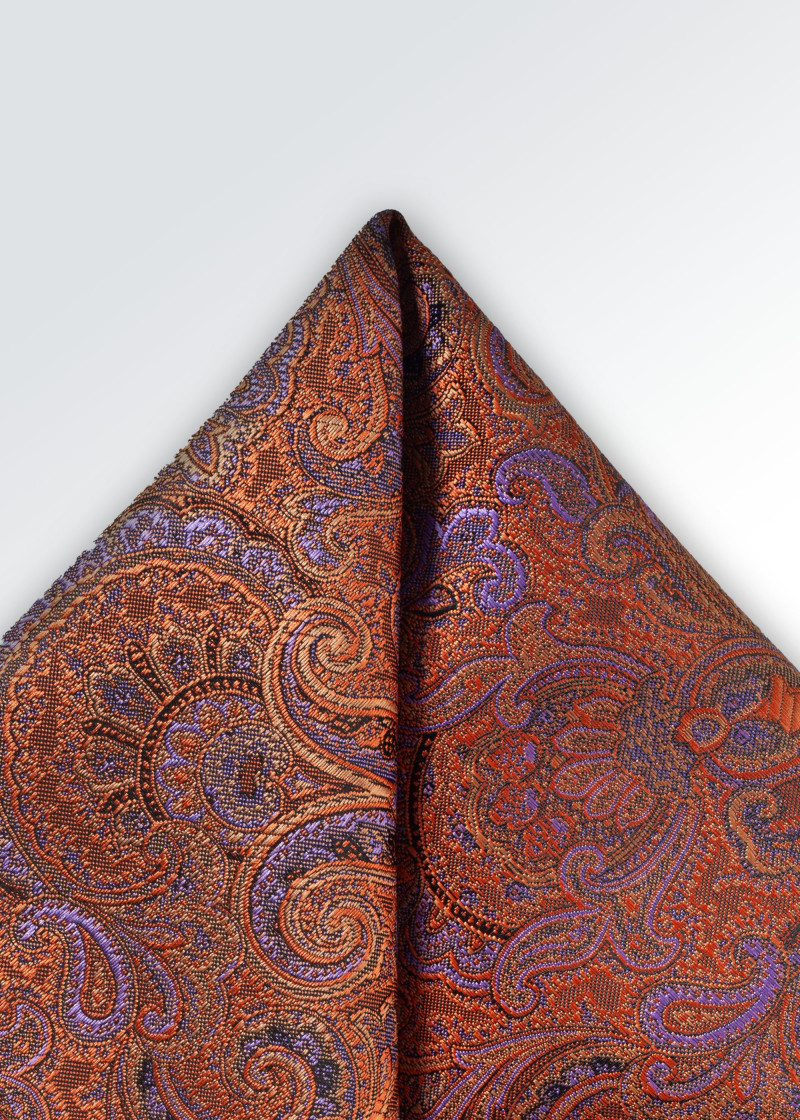 Einstecktuch Paisleymotiv orange