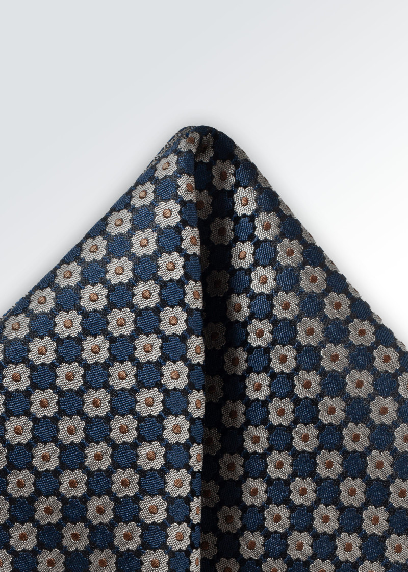 Einstecktuch Blümchen-Pattern navyblau