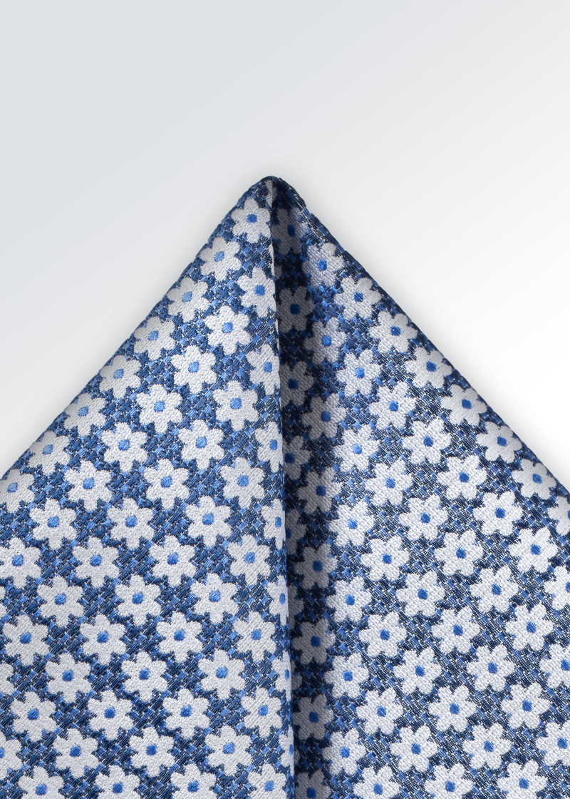 Einstecktuch Blumen-Dekor hellblau