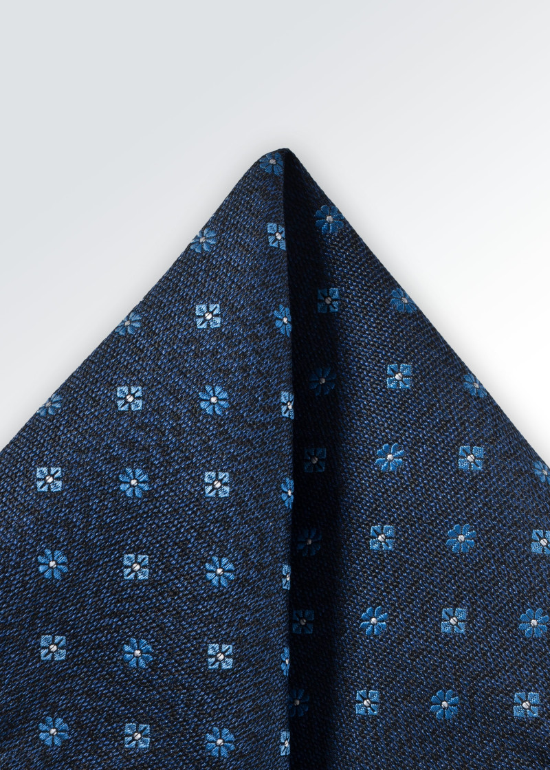 Ziertuch Blumen-Muster dunkelblau