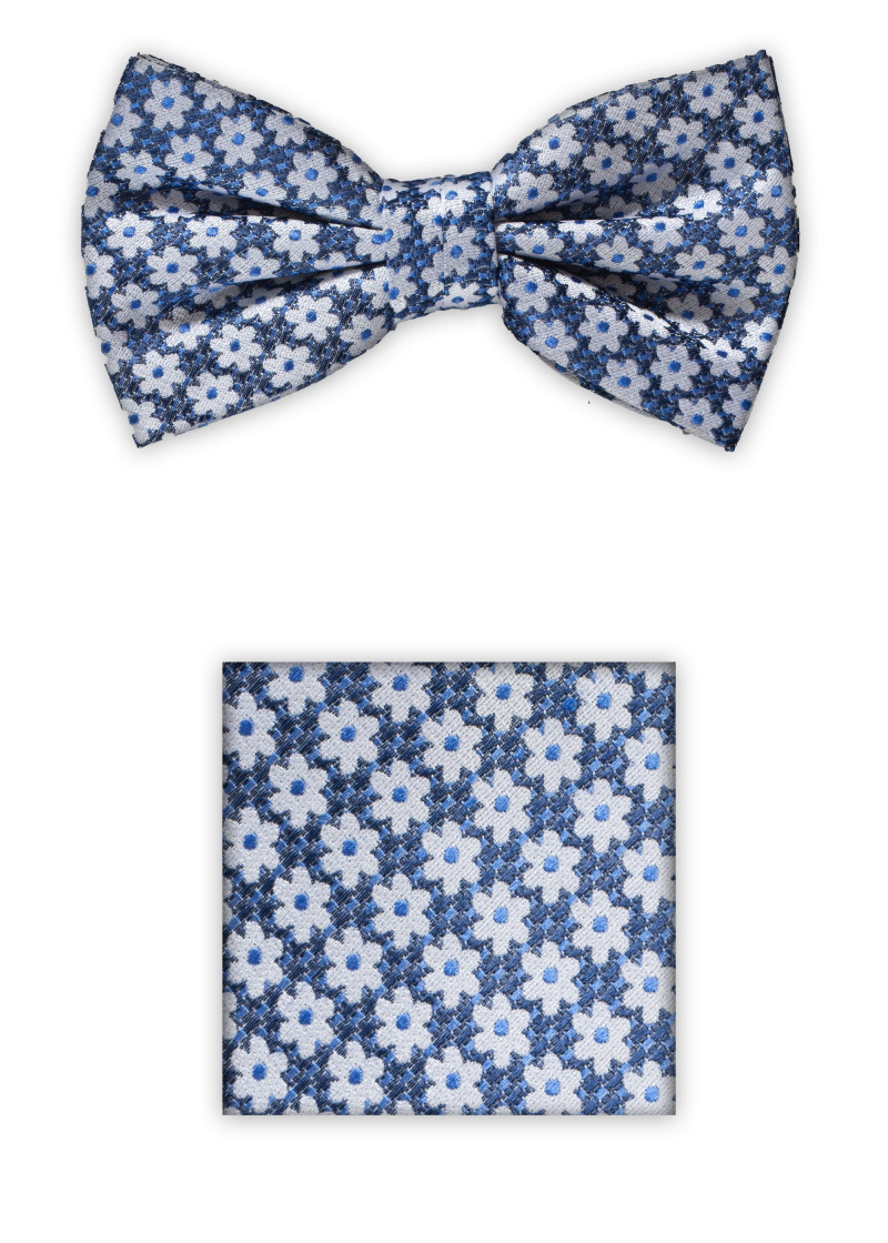 Schleife und Tuch Blümchenmotiv taubenblau