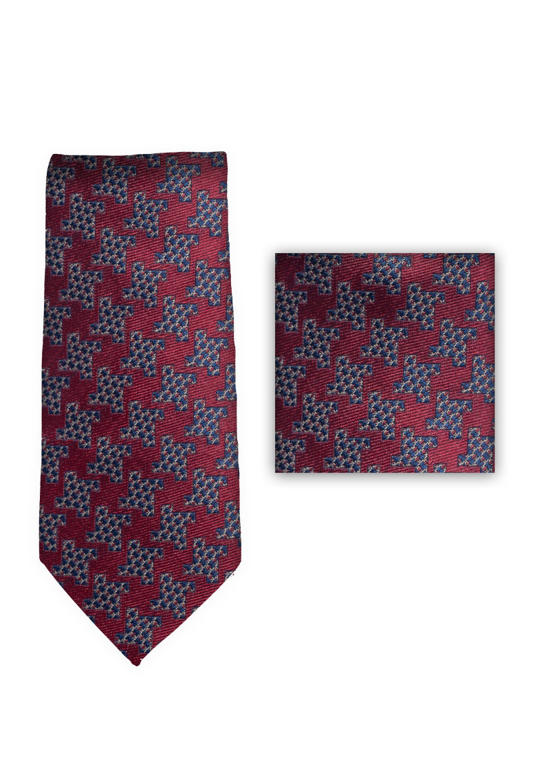 Krawatten-Kombination "Houndstooth" mittelrot