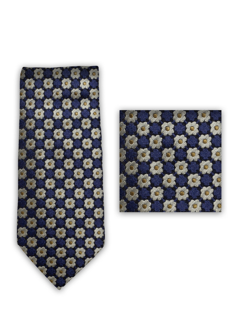 Herren-Schleife Tuch navy Blumenmotive