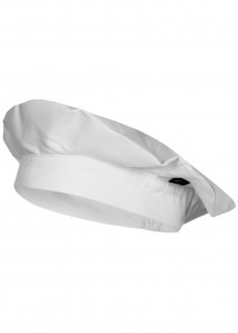 Barett-Kochmütze ohne Falten in weiß