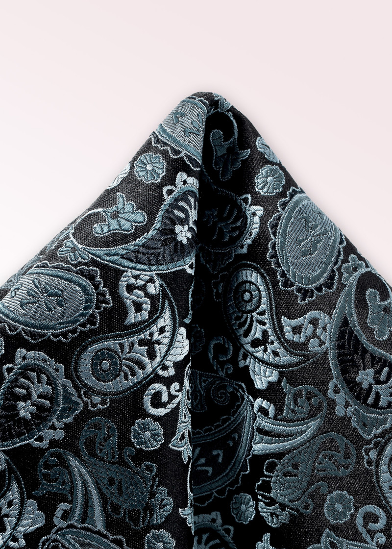 Kavaliertuch Paisleymuster schwarz und hellblau
