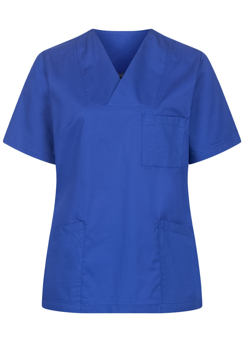 Blauer Damen Kasack mit V-Ausschnitt preiswert