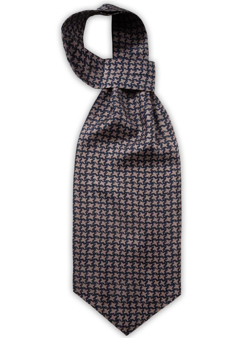 Schal-Ascot mit Muster (schwarz / beige)