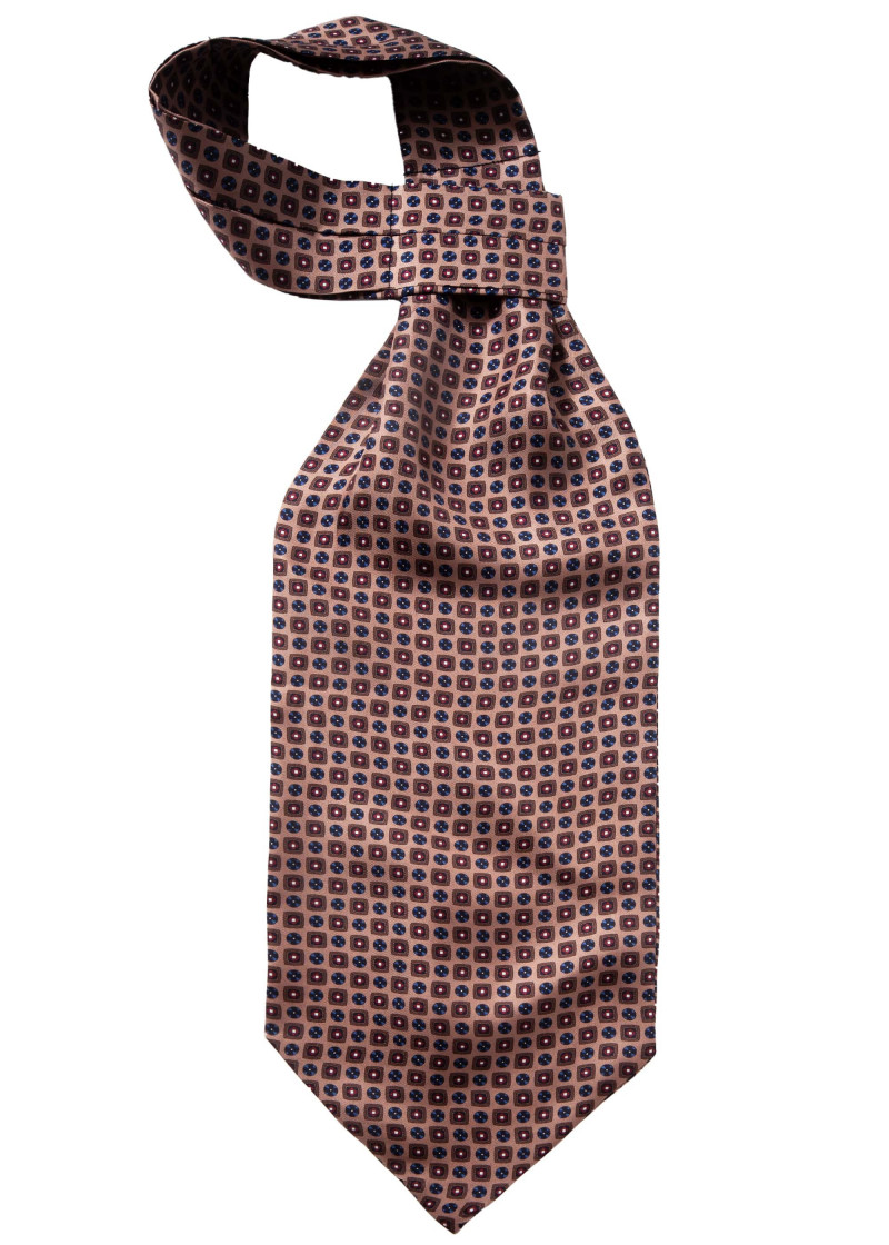 Ascot-Schal in beige mit floralen Emblemen