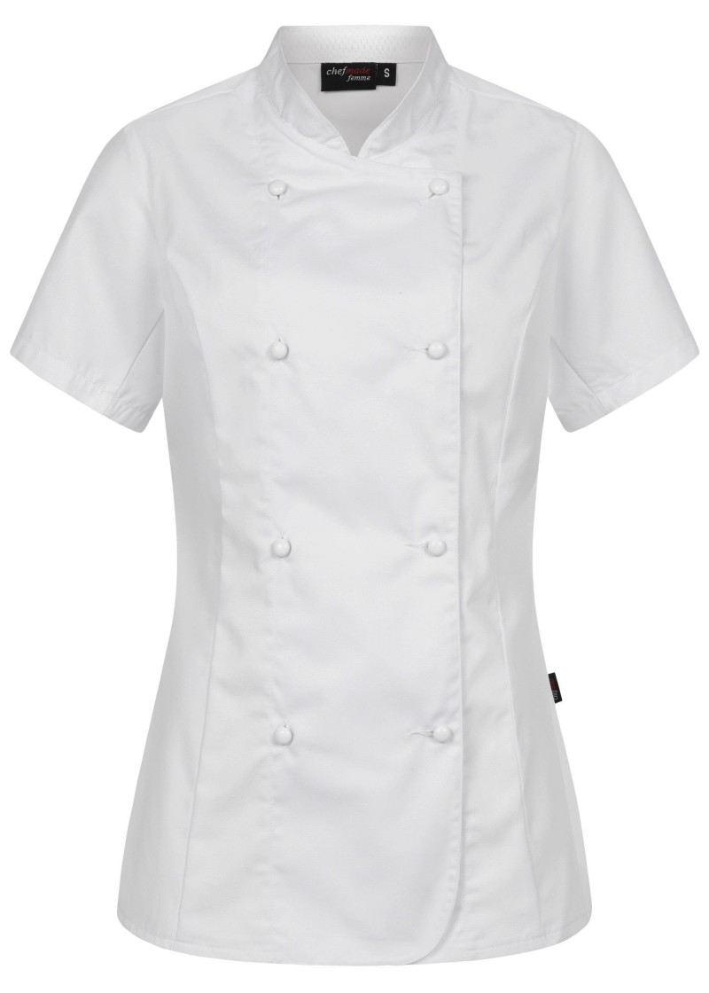 Kurzarm Damenkochjacke (weiß)