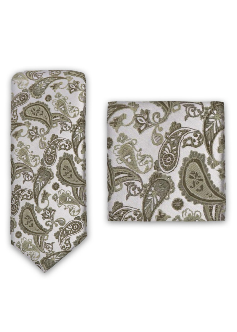 Krawatten-Set mit Paisley-Muster (altsilber)