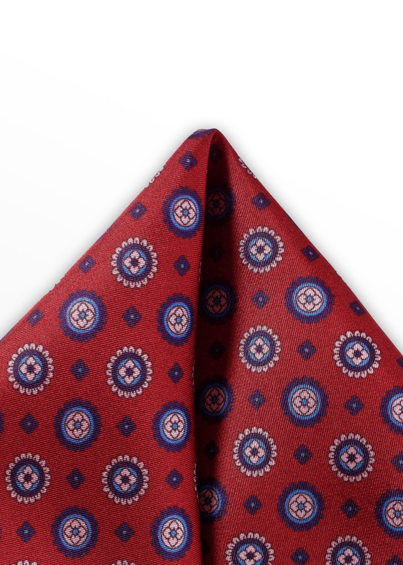 Seiden-Einstecktuch Ornament-Stil (rot)
