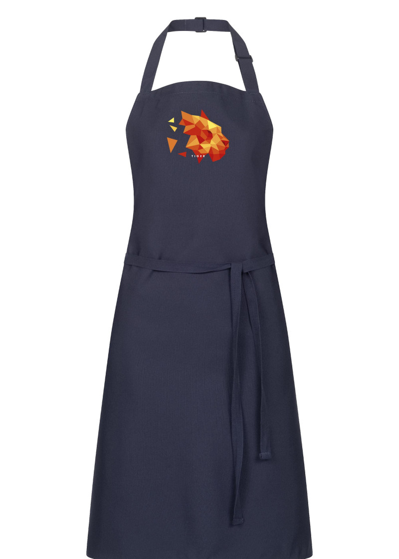 Dunkelblaue Latzschürze mit Tiger Logo