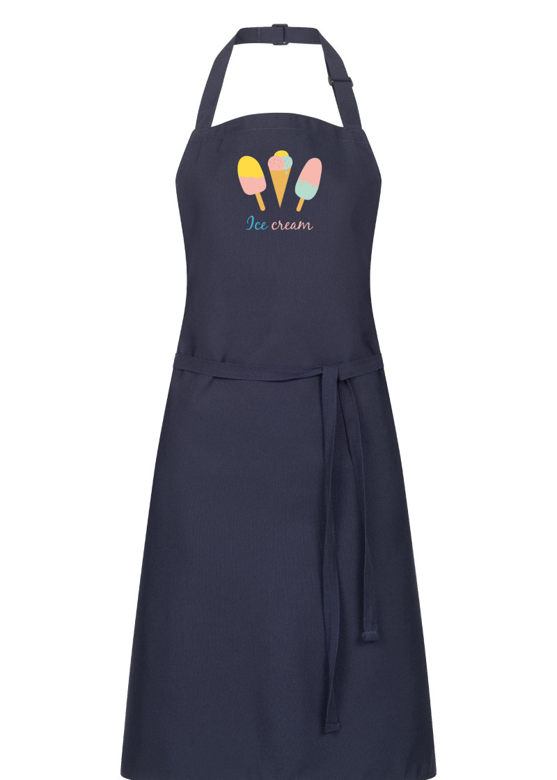 Dunkelblaue Latzschürze mit Ice Cream Logo