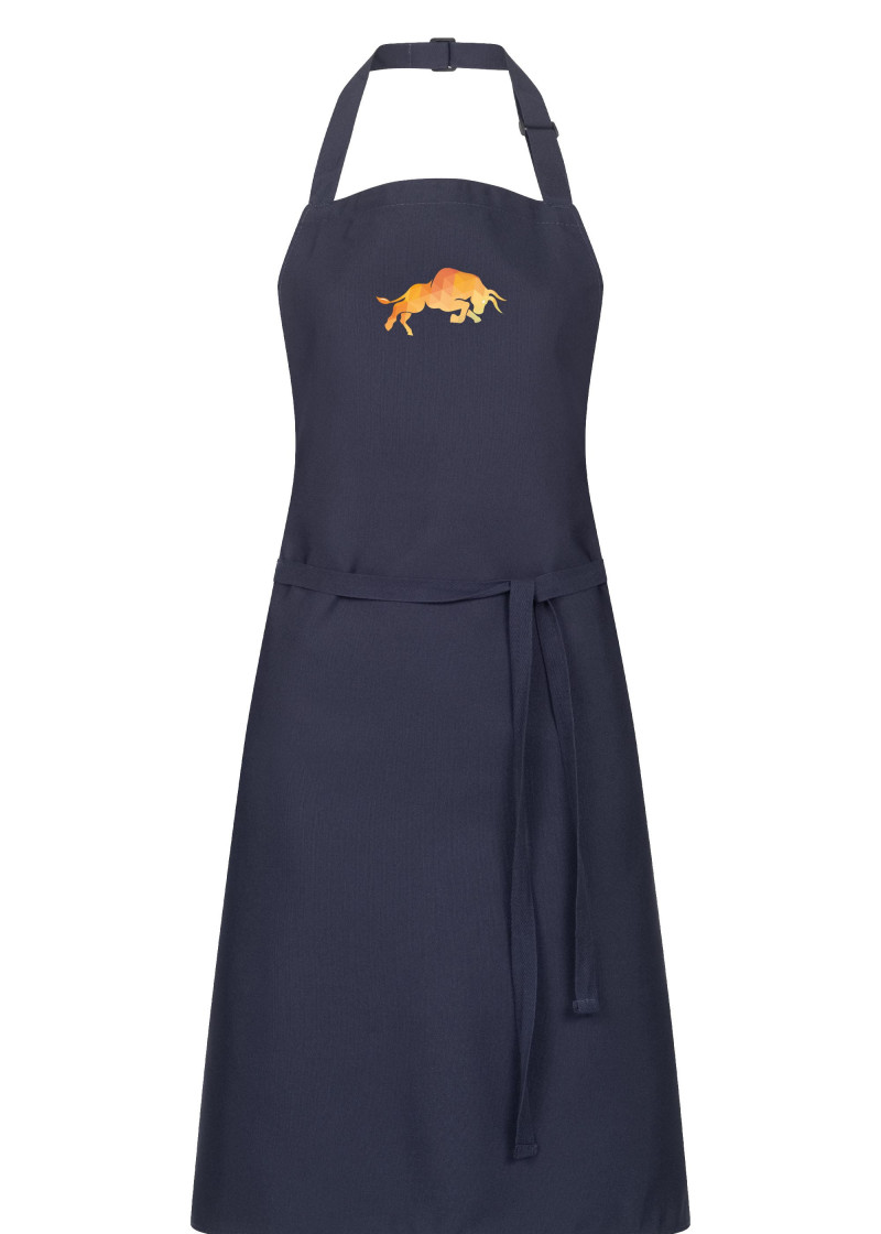 Dunkelblaue Latzschürze mit Kalb Logo
