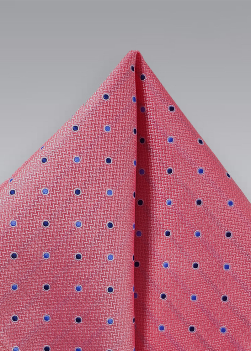 Puccini Einstecktuch – Magenta mit blauen Punkten