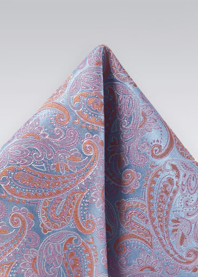 Seiden-Einstecktuch mit Paisley-Muster in Rosa