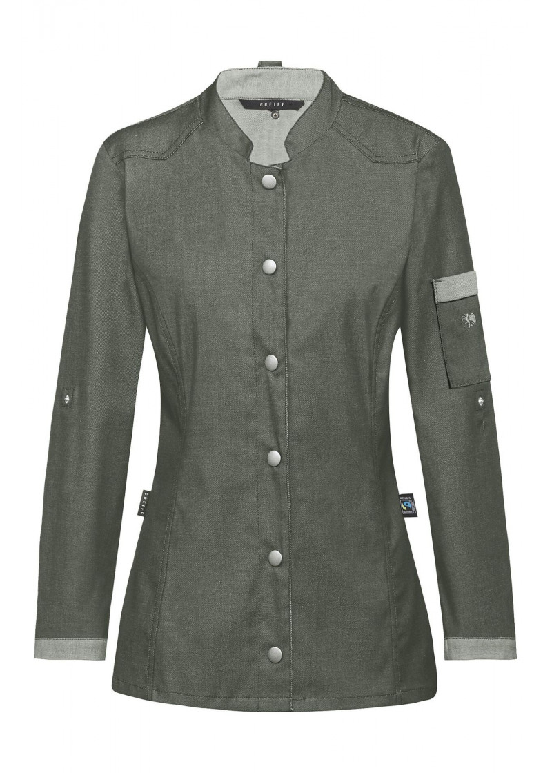 Kochjacke für Damen (Denim Optik grün)