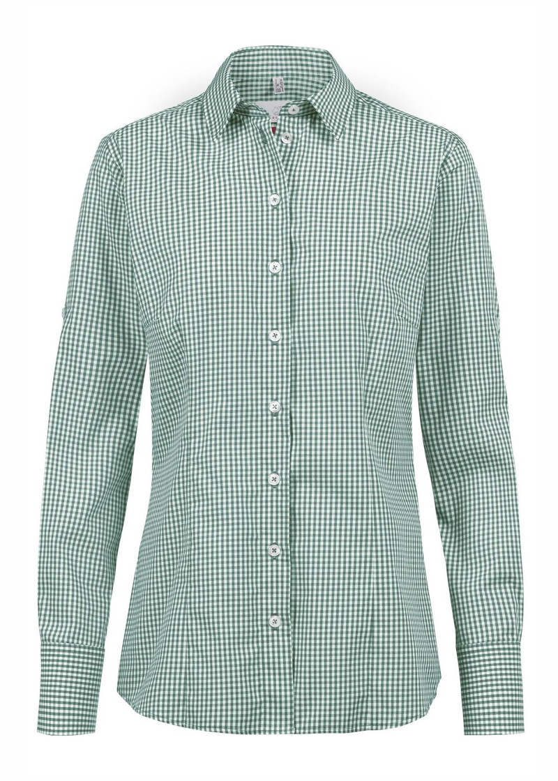Damen Bluse mit Vichy-Karo (grün / weiß)