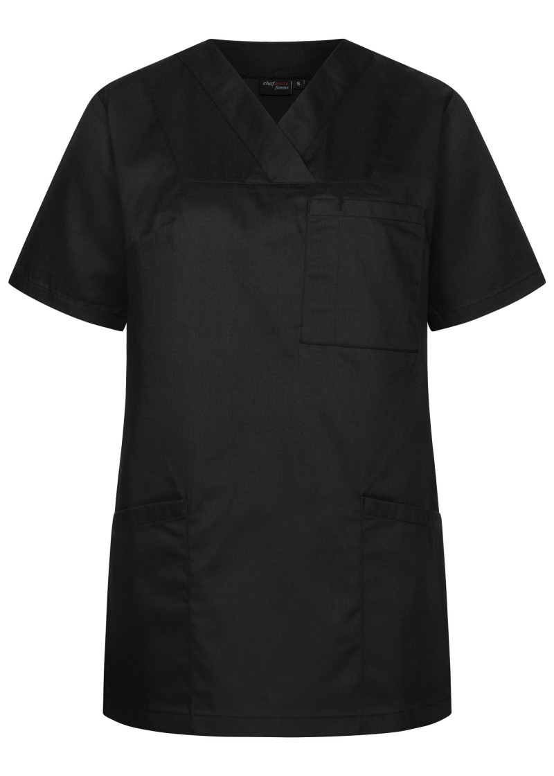 Damen Kasack schwarz mit V-Ausschnitt von chefmade