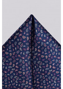 dunkelblaues Einstecktuch kleines Paisley-Muster