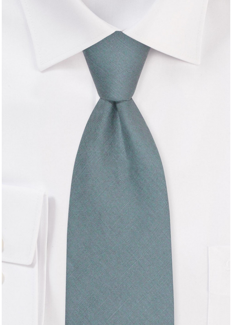Leinen-Krawatte in Aquamarin Blau