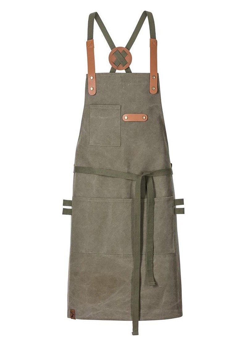 Praktische Schürze mit Kreuzbindung - Olive