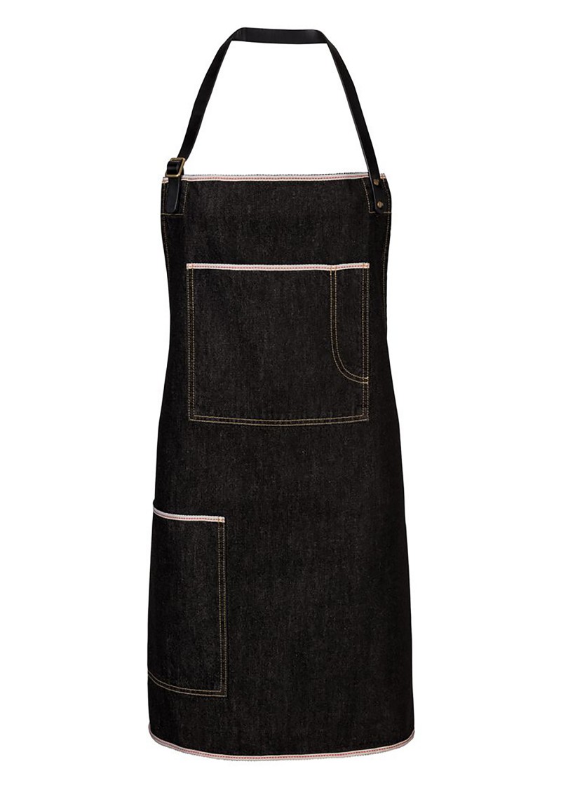 Latzschürze im Jeanslook mit Paspel
