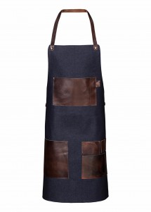 Schürze aus Baumwolle mit Ledertaschen - Navy