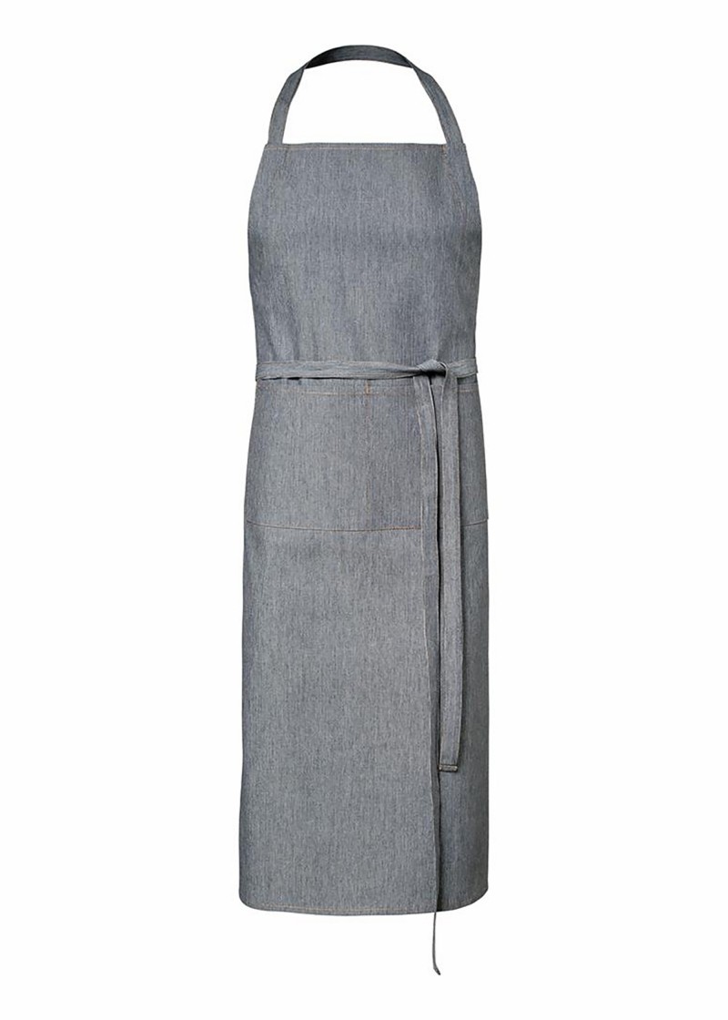 Latzschürze (Jeanslook / mit Taschen) - Graphit