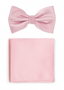 Herrenfliege und Einstecktuch in rosé