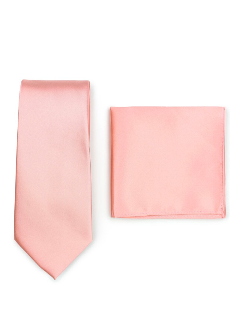 Krawatte und Ziertuch im Set - rosa