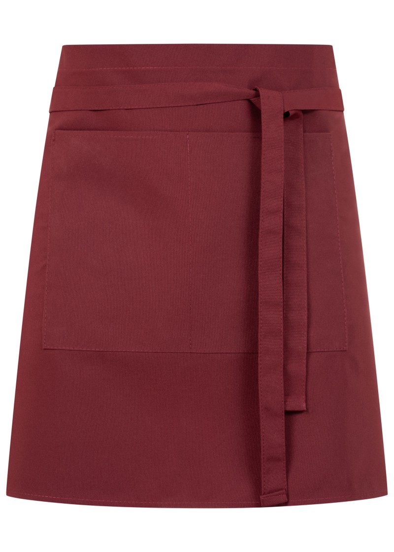 Kurze Schürze in bordeaux (mit Taschen)