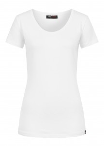 Damenshirt mit großem Rundhalsausschnitt (weiß)