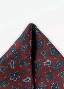 Einstecktuch Rot aus Seide in klassischem Paisleymuster