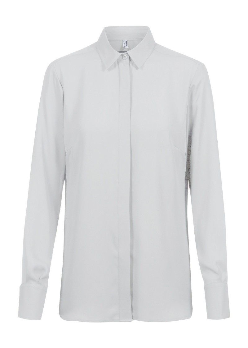 Silbergraue Chiffon Bluse für Damen
