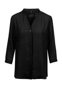 Chiffon Damen-Bluse Schwarz Regular Fit Greiff vorne