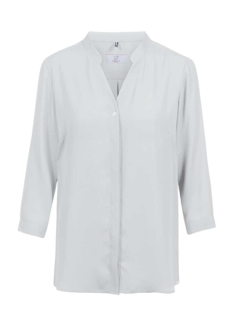 Chiffon Damenbluse (¾ Arm) in silbergrau- Regular