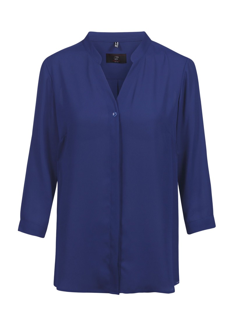 Chiffon Damenbluse (¾ Arm) in marine- Regular Fit