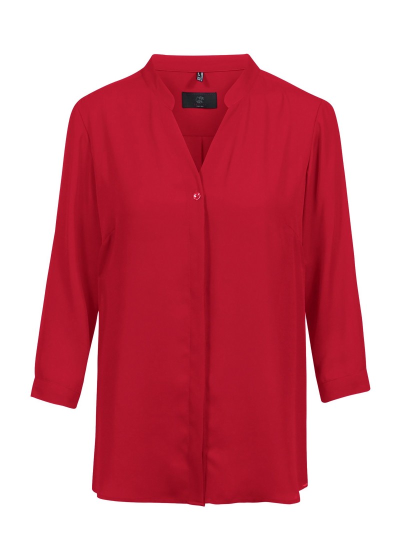 Chiffon Damenbluse (¾ Arm) in rot- Regular Fit