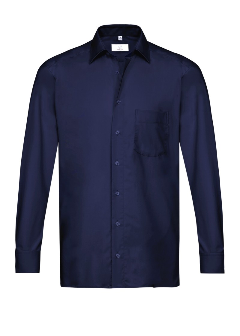Herren-Hemd  /  Langarm  /  Marineblau