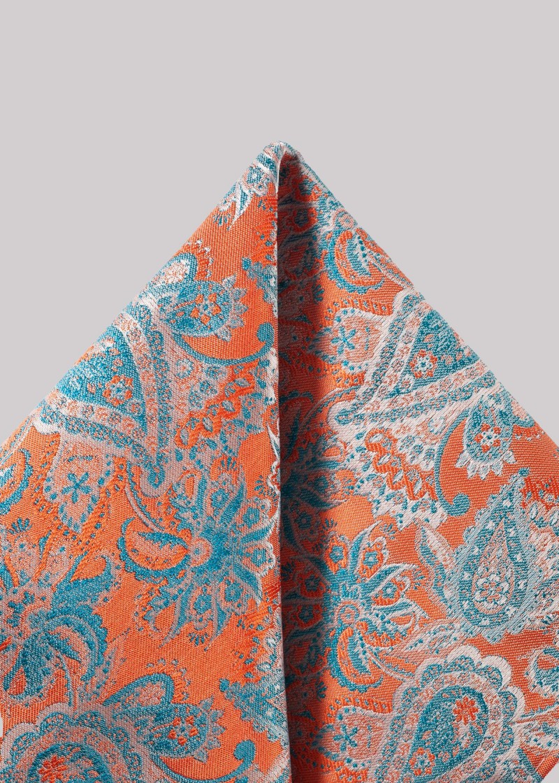 Einstecktuch mit Paisleymuster in Orange mit
