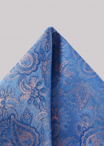 Blaues Mikrofaser-Einstecktuch mit schimmerndem Paisleymuster in zartem Rosa von Puccini