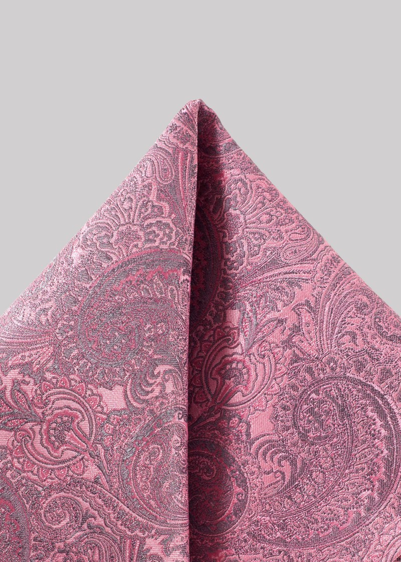 Rosa Einstecktuch mit Paisleymuster in edlem