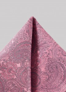 Rosa Mikrofaser Einstecktuch mit schimmerndem Paisleymuster in edlem Silber von Puccini
