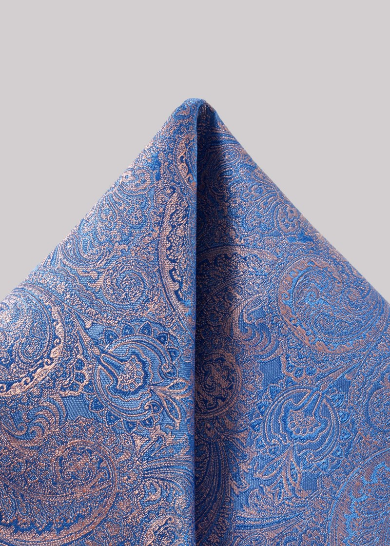 Hellblaues Einstecktuch mit Paisleymuster in