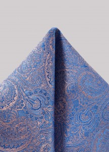 Hellblaues Mikrofaser-Einstecktuch mit schimmerndem Paisleymuster in hellem Bronzeton