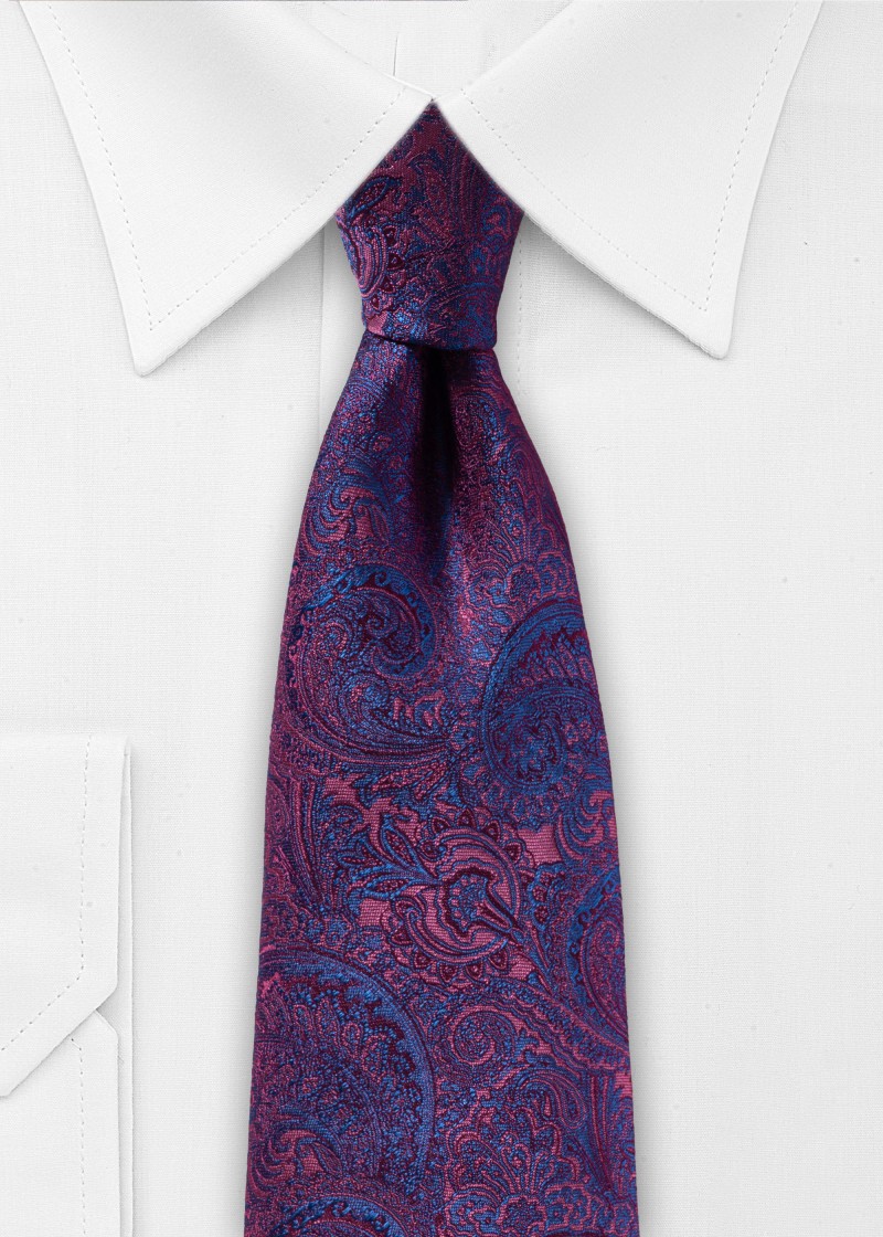 Violette Krawatte mit Paisleymuster in strahlendem