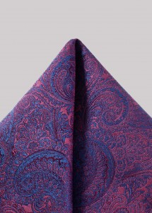 Violettes Mikrofaser-Einstecktuch mit schimmerndem Paisleymuster in strahlendem Blau von Puccini