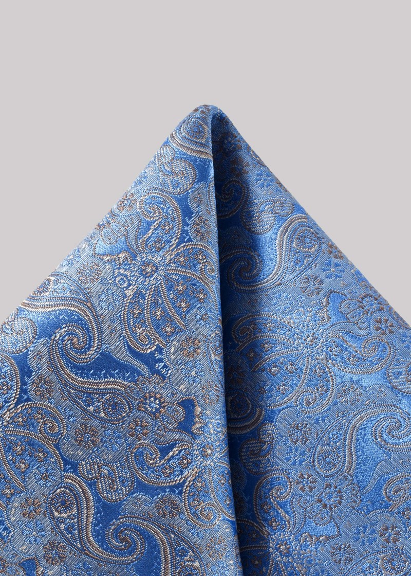 Einstecktuch aus Seide in Blau mit Paisley-Muster