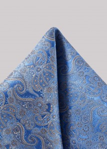 Einstecktuch Seide in Blau mit Paisley-Muster